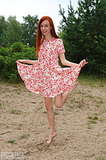 Ginger model in the woods